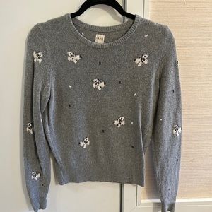Rebecca Taylor La Vie Butterfly Intarsia Gray Pullover Sweater